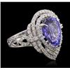 Image 1 : 14KT White Gold 5.42ct Tanzanite and Diamond Ring
