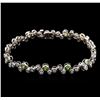 Image 1 : 1.27ctw Demantoid Garnet and Diamond Bracelet - 14KT White Gold
