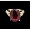 Image 2 : 8.89ct Ruby and Diamond Ring - 14KT Yellow Gold