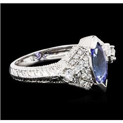 14KT White Gold 1.04ct Tanzanite and Diamond Ring