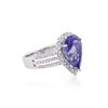 Image 1 : 14KT White Gold 3.99ct Tanzanite and Diamond Ring
