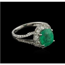 18KT White Gold 3.06ct Emerald and Diamond Ring