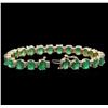 Image 3 : 16.63ctw Emerald and Diamond Bracelet - 14KT Yellow Gold