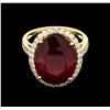 Image 2 : 13.15ct Ruby and Diamond Ring - 14KT Yellow Gold