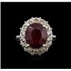 Image 2 : 14KT White Gold 6.16ct Ruby and Diamond Ring