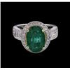 Image 3 : 14KT Two-Tone 3.39ct Emerald and Diamond Ring