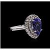 Image 1 : 14KT White Gold 4.25ct Tanzanite and Diamond Ring
