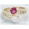 Image 1 : 0.46ct Ruby and Diamond Ring - 14KT Yellow Gold