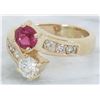 Image 2 : 0.46ct Ruby and Diamond Ring - 14KT Yellow Gold