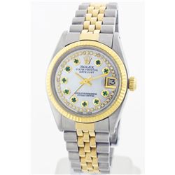 Rolex Two-Tone Diamond and Emerald DateJust Ladies Watch