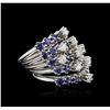 Image 1 : 14KT White Gold 5.72ctw Sapphire and Diamond Ring