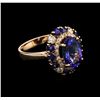 Image 1 : 3.20ct Tanzanite, Blue Sapphire and Diamond Ring - 14KT Rose Gold