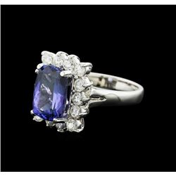 14KT White Gold 3.90ct Tanzanite and Diamond Ring