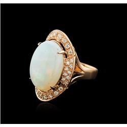 14KT Rose Gold 11.59ct Opal and Diamond Ring