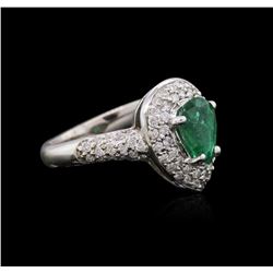 18KT White Gold 0.98ct Emerald and Diamond Ring