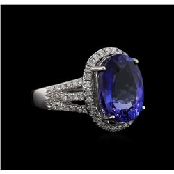 7.75ct Tanzanite and Diamond Ring - 18KT White Gold