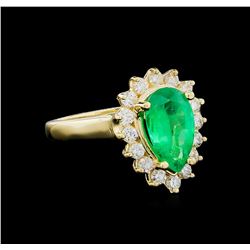 1.73ct Emerald and Diamond Ring - 14KT Yellow Gold