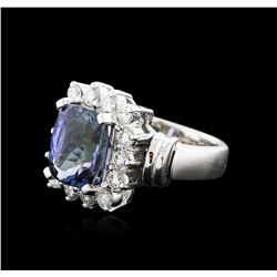 14KT White Gold 3.54ct Tanzanite and Diamond Ring