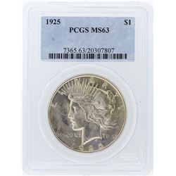 1925 PCGS MS63 Peace Silver Dollar