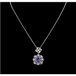 14KT White Gold 3.64ctw Tanzanite and Diamond Pendant With Chain