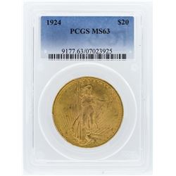 1924 PCGS MS63 $20 St. Gaudens Double Eagle Gold Coin
