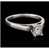Image 1 : 14KT White Gold 0.54ct Princess Cut Diamond Solitaire Ring