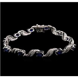 6.84ctw Sapphire and Diamond Bracelet - 14KT White Gold
