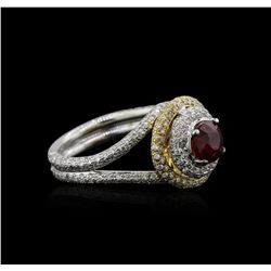 18KT Two-Tone Gold 1.01ct Ruby and Diamond Ring