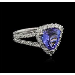 2.80ct Tanzanite and Diamond Ring - 14KT White Gold