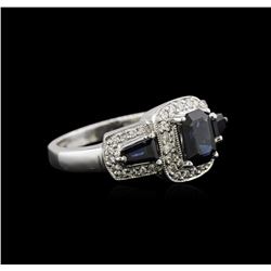 1.60ctw Sapphire and Diamond Ring - 14KT White Gold