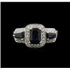 Image 2 : 1.60ctw Sapphire and Diamond Ring - 14KT White Gold