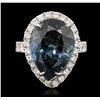 Image 2 : 14KT White Gold 15.46ct Topaz and Diamond Ring