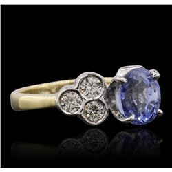 14KT Yellow Gold 2.85ct Sapphire and Diamond Ring