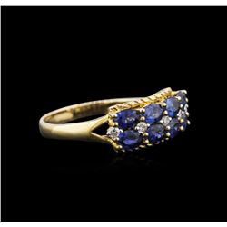 10KT Yellow Gold 1.85ctw Blue Sapphire and Diamond Ring