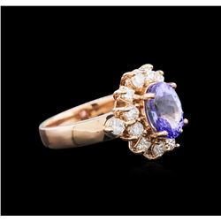 2.08ct Tanzanite and Diamond Ring - 14KT Rose Gold