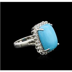 14KT White Gold 8.79ct Turquoise and Diamond Ring