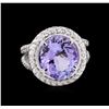 Image 1 : 5.50ct Tanzanite and Diamond Ring - Platinum