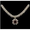 Image 2 : 4.77ct Ruby and Diamond Necklace - 14KT Yellow Gold