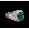 Image 1 : 3.16ct Emerald and Diamond Ring - 14KT White Gold