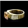 Image 1 : 18KT Yellow Gold 2.87ct Morganite and Diamond Ring