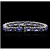 Image 2 : 14KT White Gold 22.40ctw Tanzanite and Diamond Bracelet