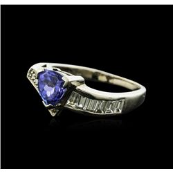 18KT White Gold 1.34ct Tanzanite and Diamond Ring