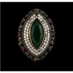 9.43ct Green Crystal and Multi Gemstone Ring - 925 SILVER