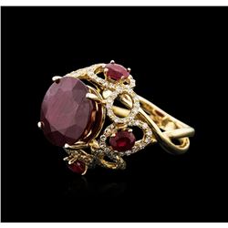 14KT Yellow Gold 11.46ctw Ruby and Diamond Ring