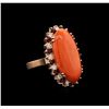 Image 1 : 14KT Rose Gold 11.32ct Pink Coral, Ruby and Diamond Ring