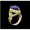 Image 5 : 14KT Yellow Gold 7.74ct GIA Cert Tanzanite and Diamond Ring