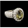 Image 1 : 18KT White Gold 2.31ct Green Chrysoberyl and Diamond Ring