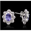 Image 1 : 14KT White Gold 2.52ctw Tanzanite and Diamond Stud Earrings