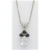 Image 3 : 0.70ct Diamond and Sapphire Pendant With Chain - 14KT White Gold