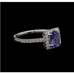 0.78ct Tanzanite and Diamond Ring - 14KT White Gold